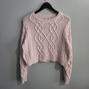 Simons Twik Pink Cropped Cable Knit Pullover Sweater / Medium